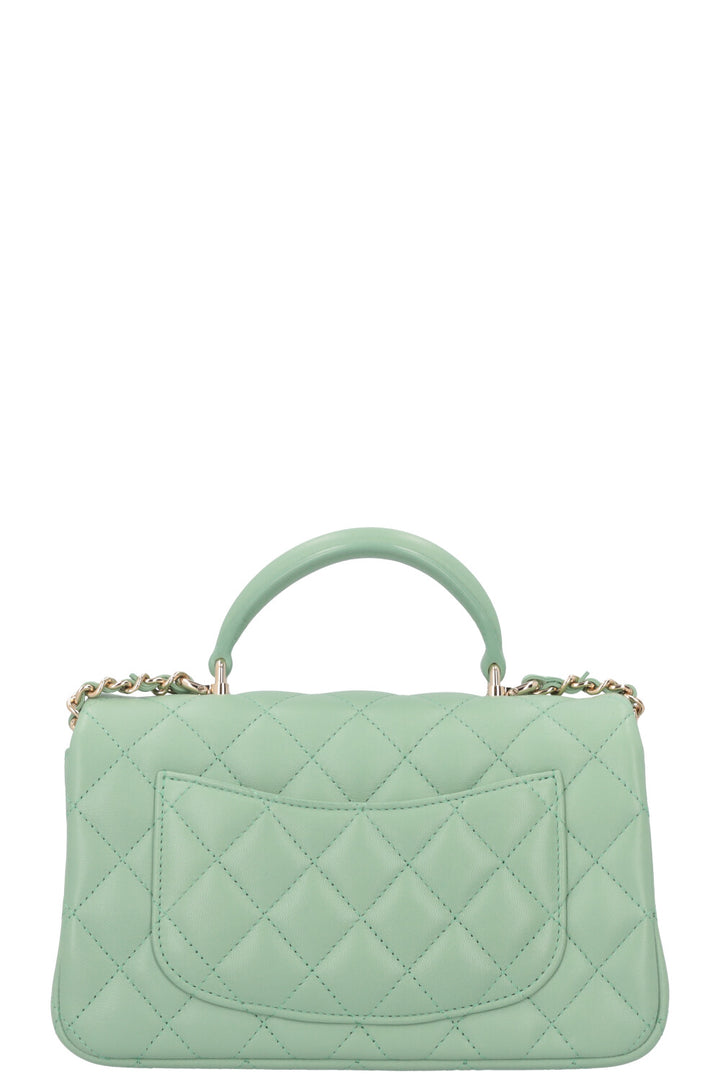 CHANEL Small Classic Flap Top Handle Bag Mint