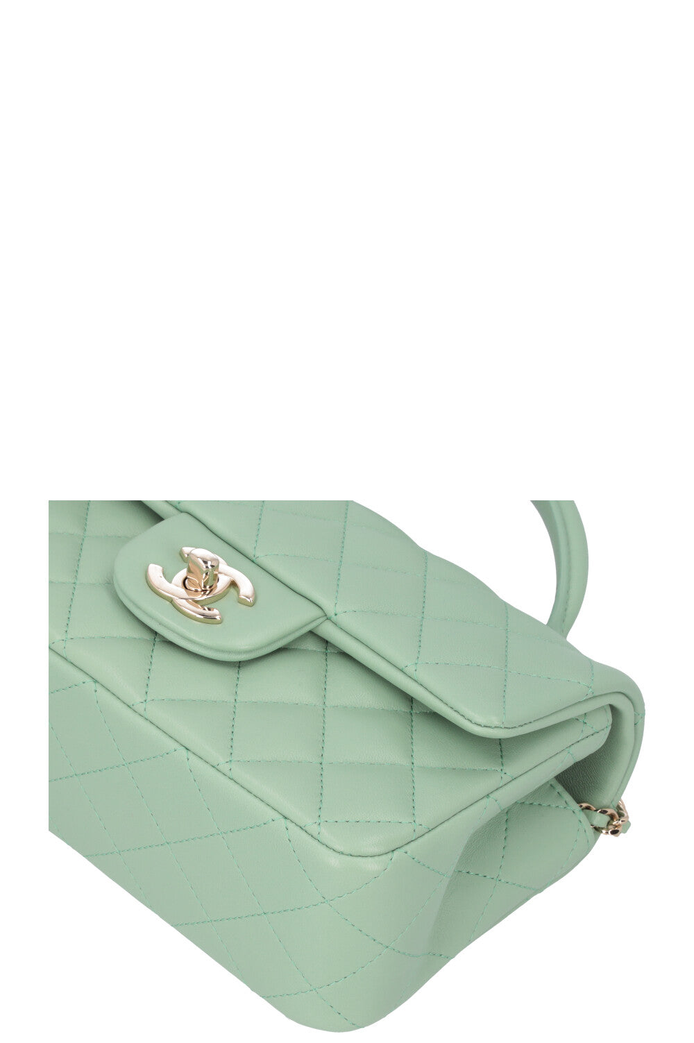 CHANEL Small Classic Flap Top Handle Bag Mint