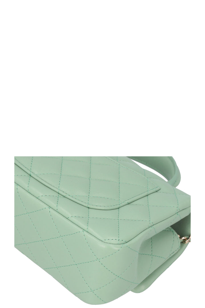 CHANEL Small Classic Flap Top Handle Bag Mint