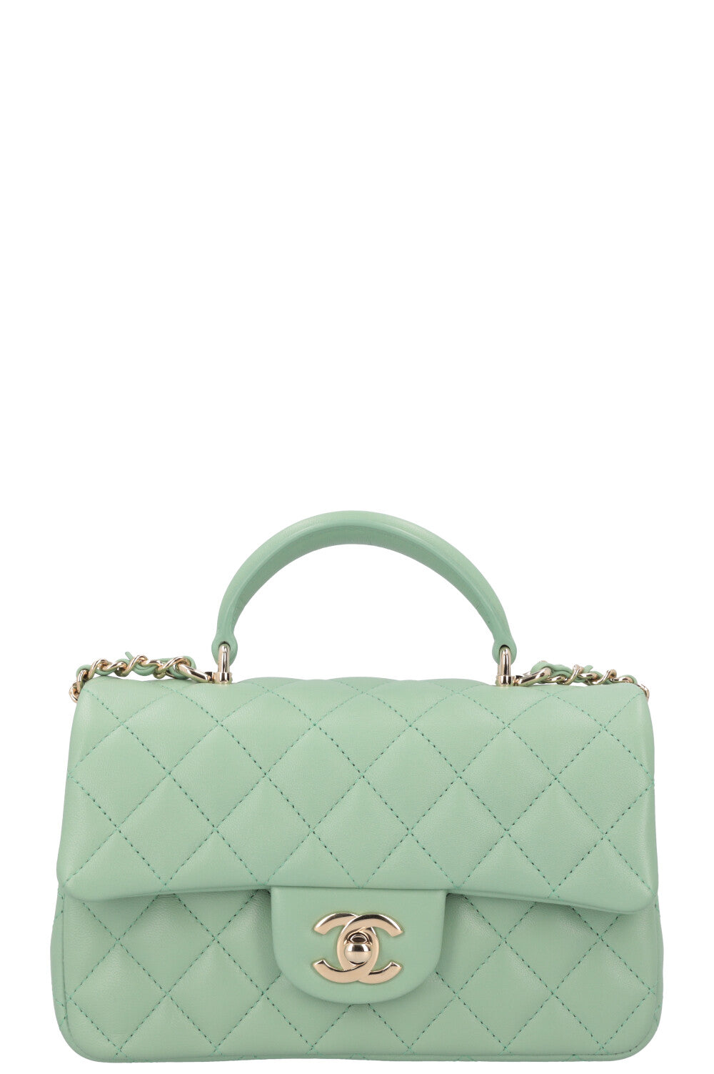 CHANEL Small Classic Flap Top Handle Bag Mint
