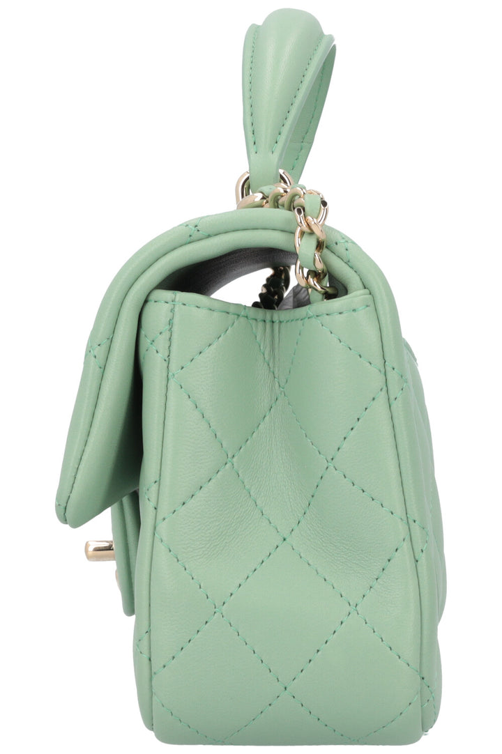 CHANEL Small Classic Flap Top Handle Bag Mint