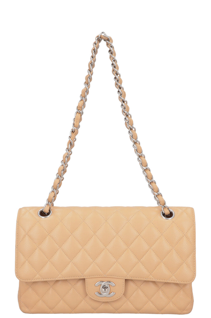 CHANEL Medium Double Flap Bag Caviar Beige