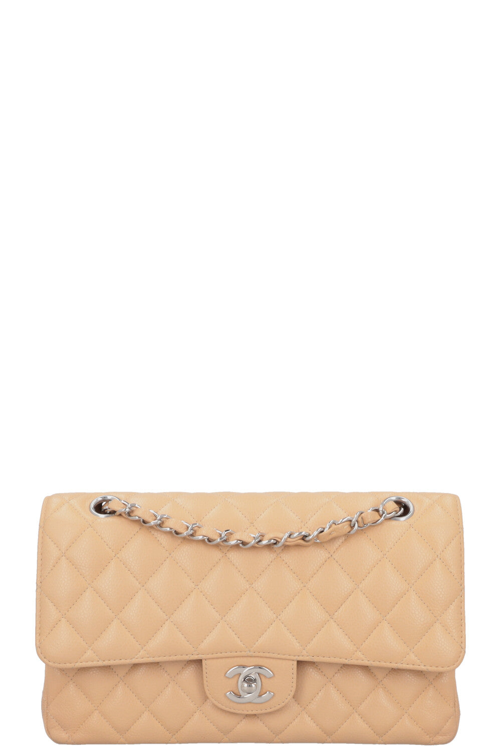 CHANEL Small Double Flap Bag Caviar Beige