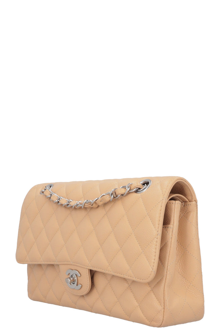 CHANEL Medium Double Flap Bag Caviar Beige