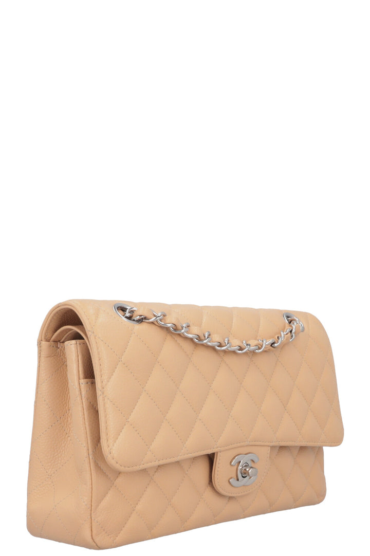 CHANEL Medium Double Flap Bag Caviar Beige