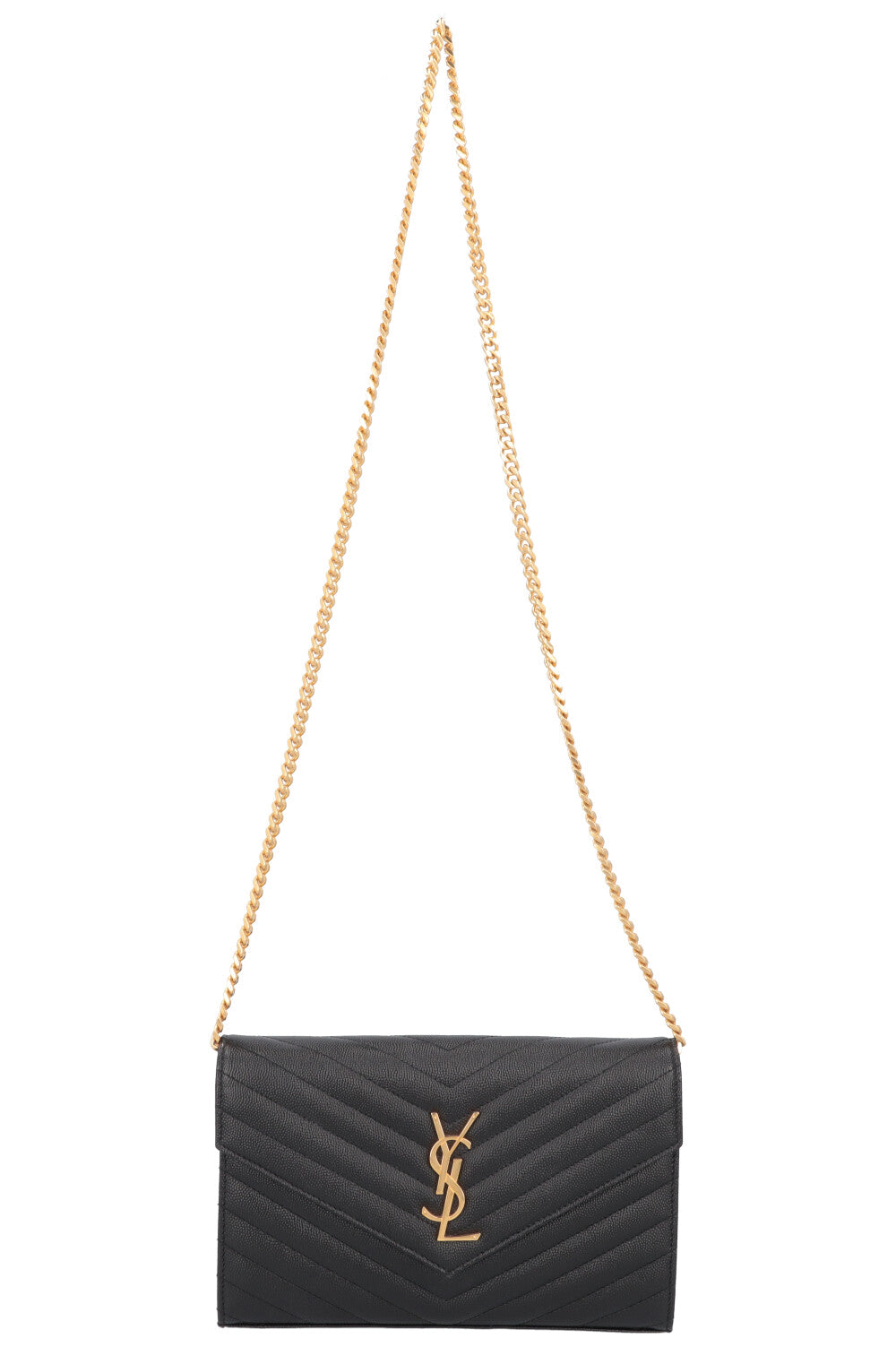 SAINT LAURENT Portefeuille Classique Cassandre Chaîne Cuir Noir