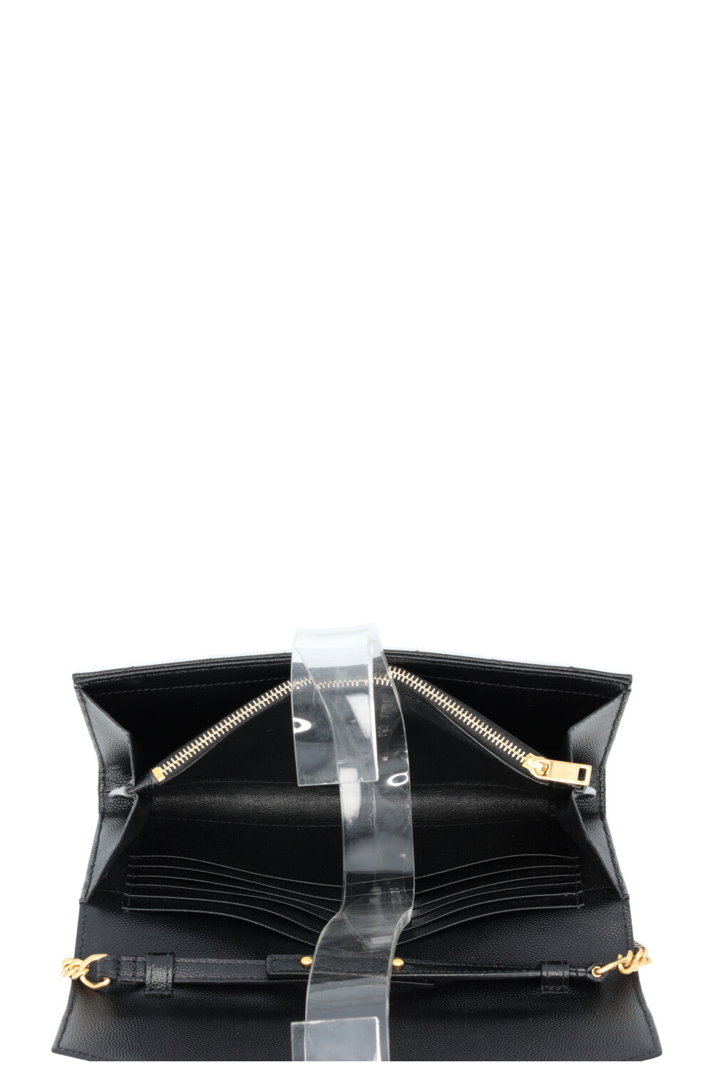 SAINT LAURENT Portefeuille Classique Cassandre Chaîne Cuir Noir