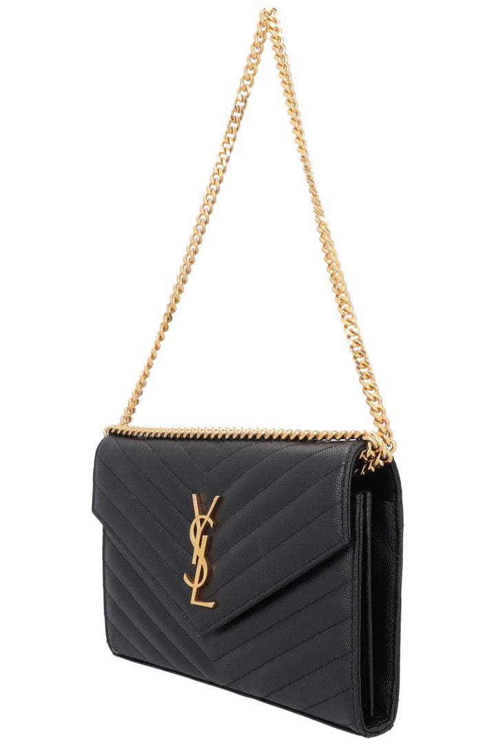 SAINT LAURENT Portefeuille Classique Cassandre Chaîne Cuir Noir