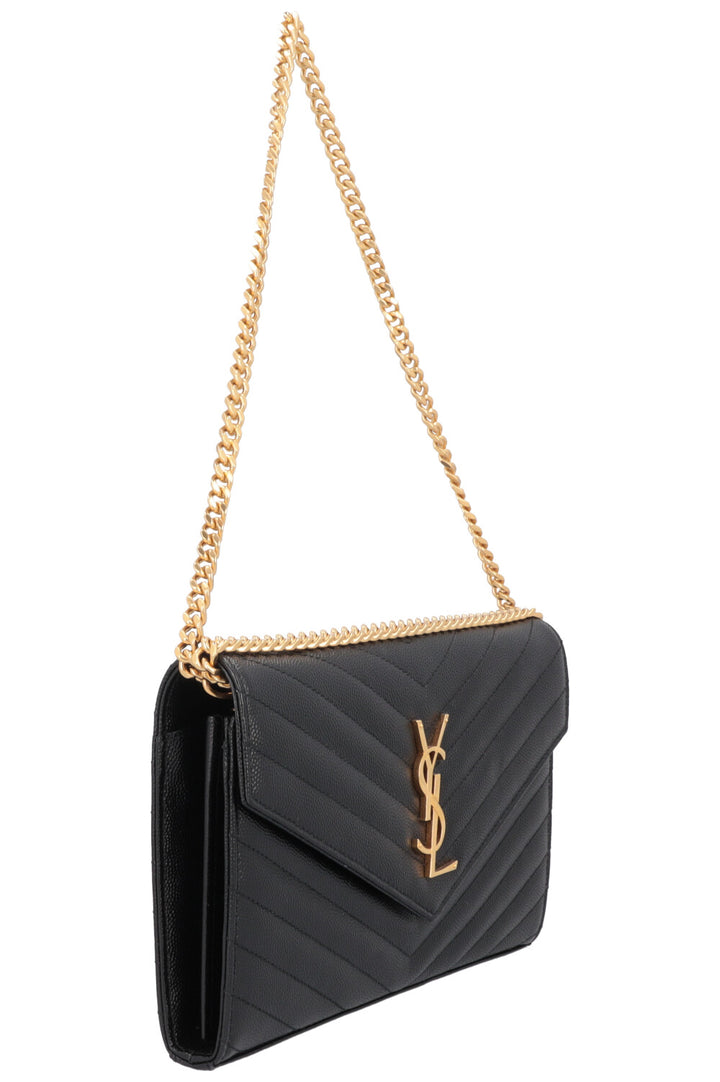 SAINT LAURENT Portefeuille Classique Cassandre Chaîne Cuir Noir