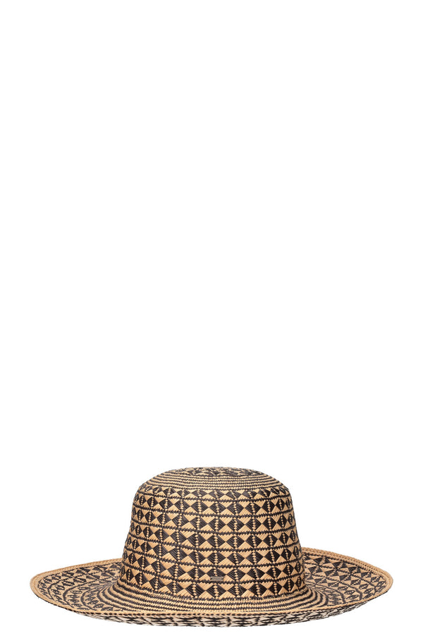 SAINT LAURENT Chapeau Maui Paille Beige Noir