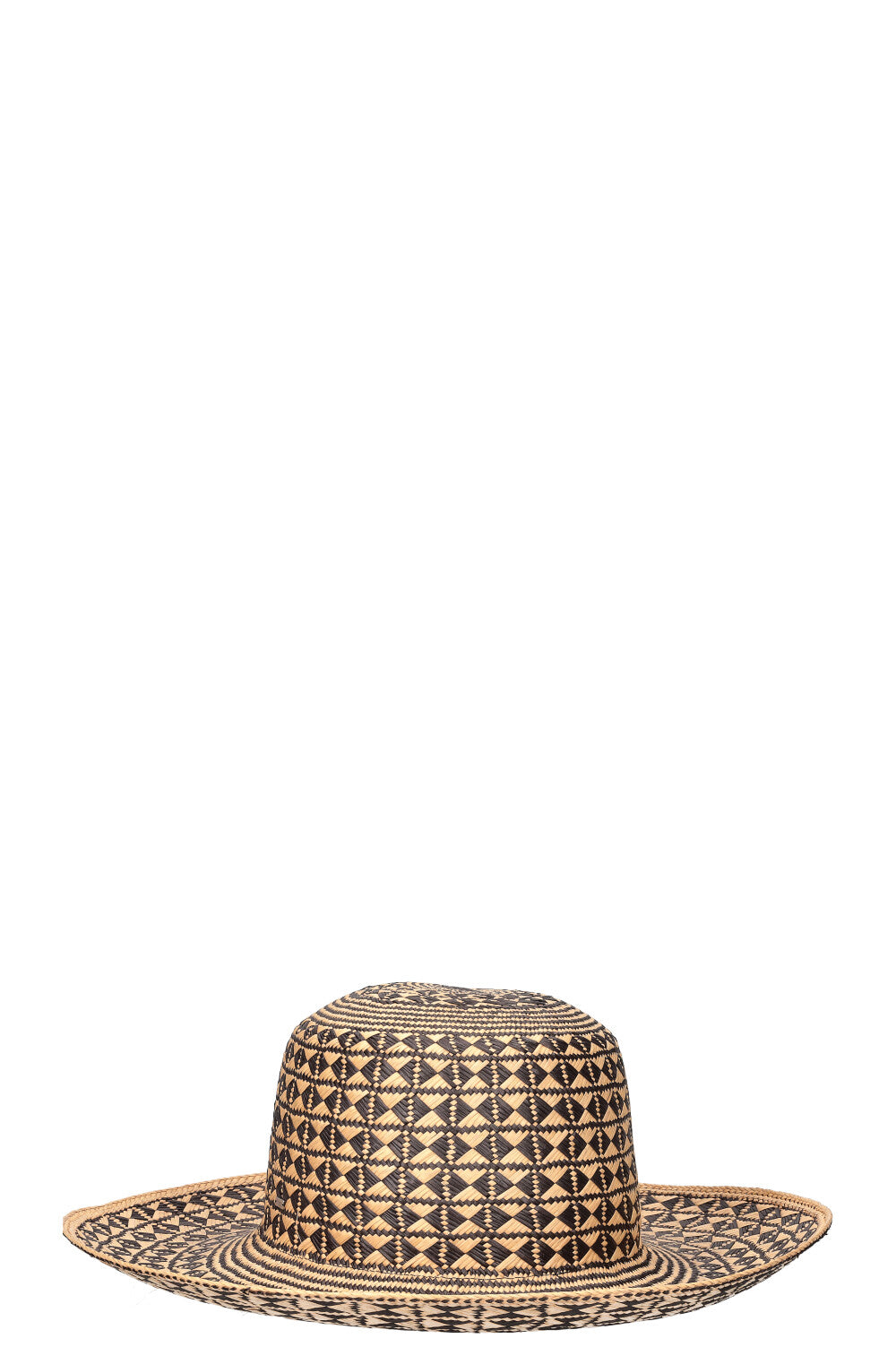 SAINT LAURENT Maui Hat Straw Beige Black