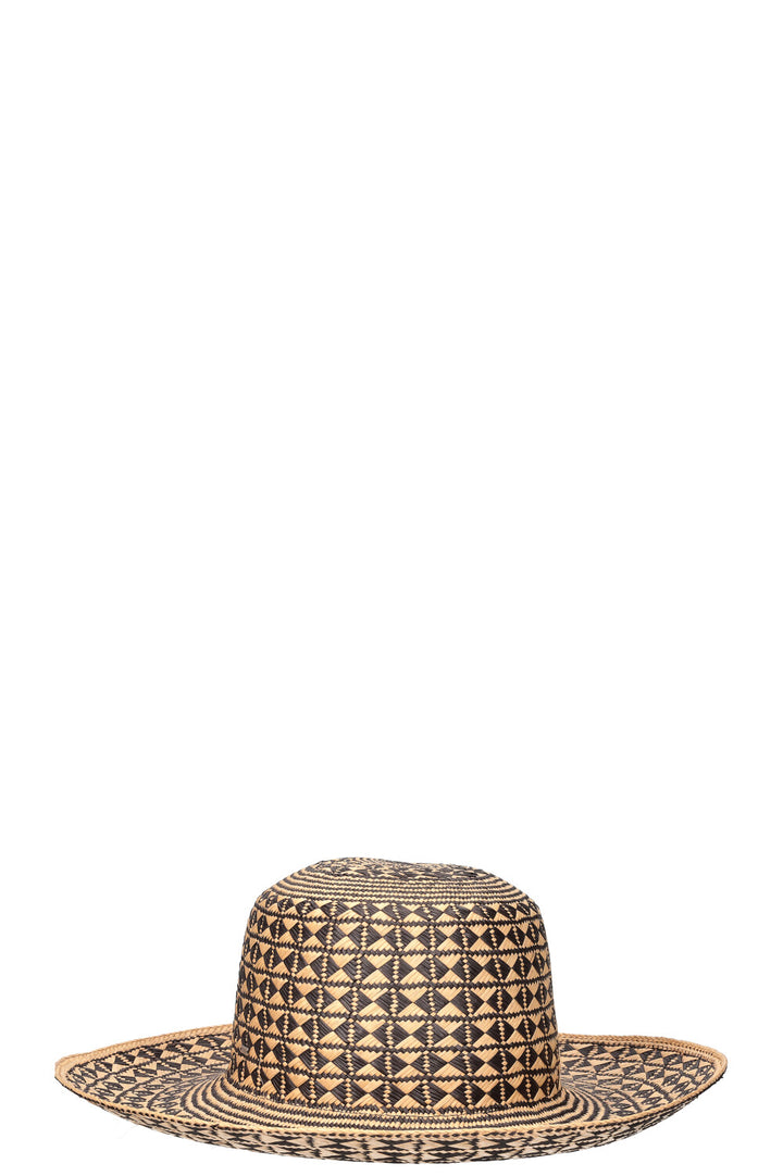 SAINT LAURENT Maui Hat Straw Beige Black