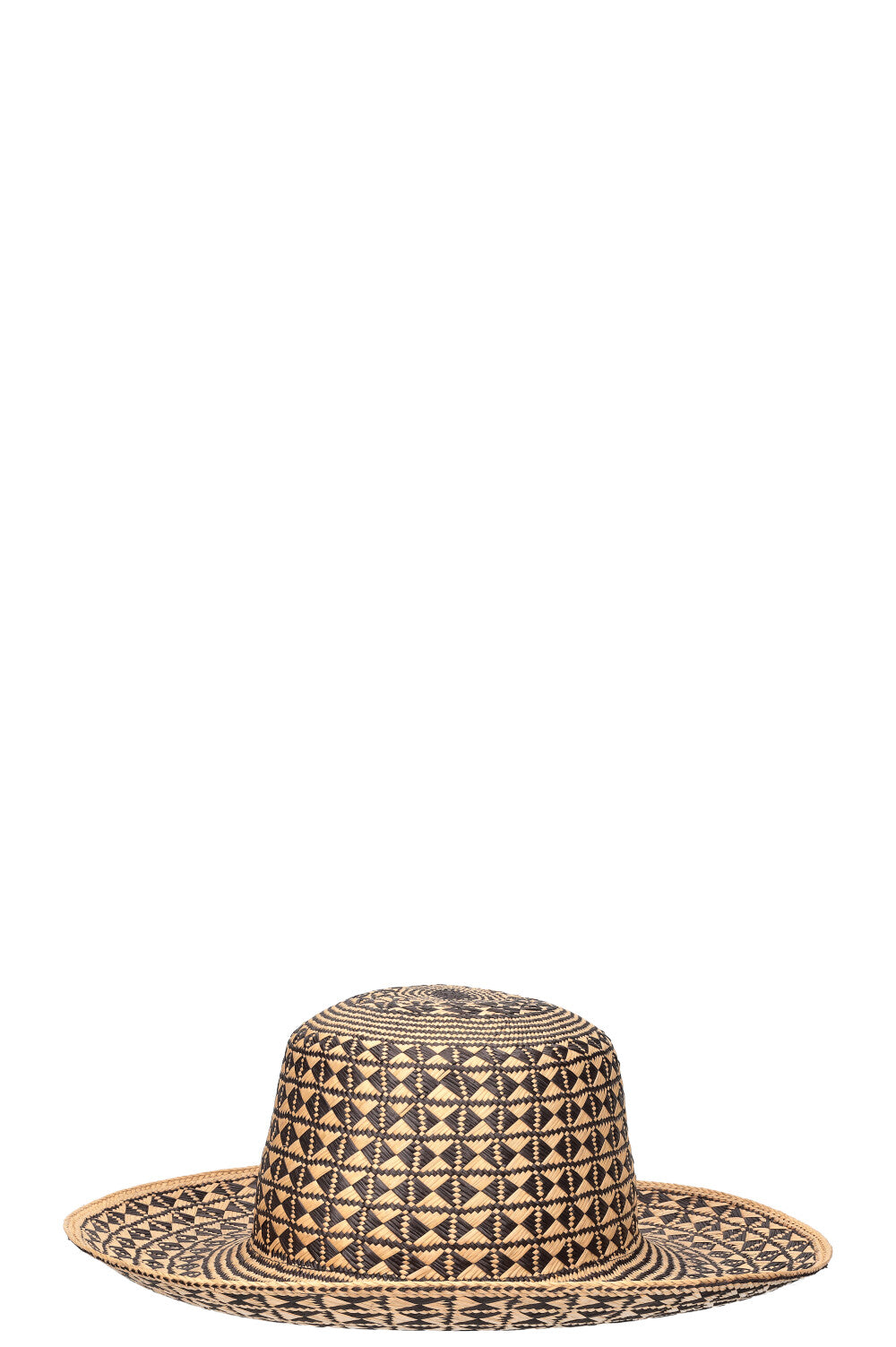 SAINT LAURENT Maui Hat Straw Beige Black