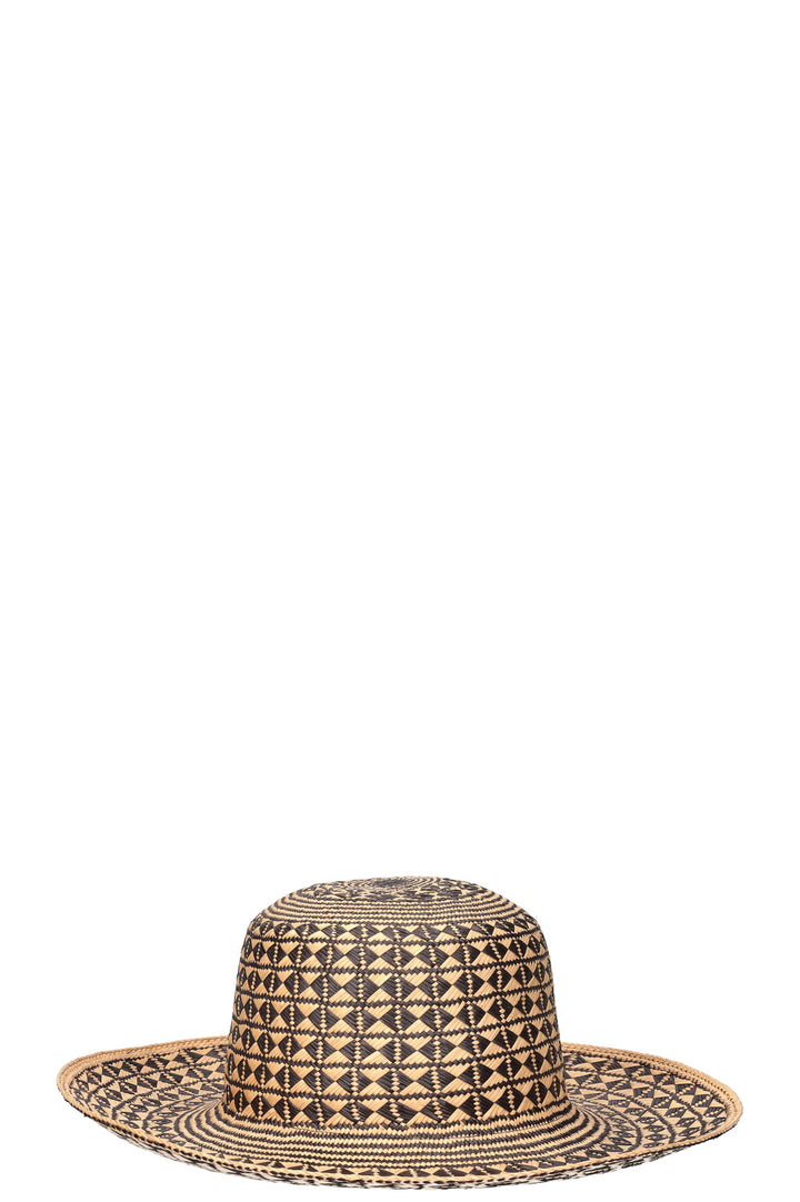 SAINT LAURENT Maui Hat Straw Beige Black