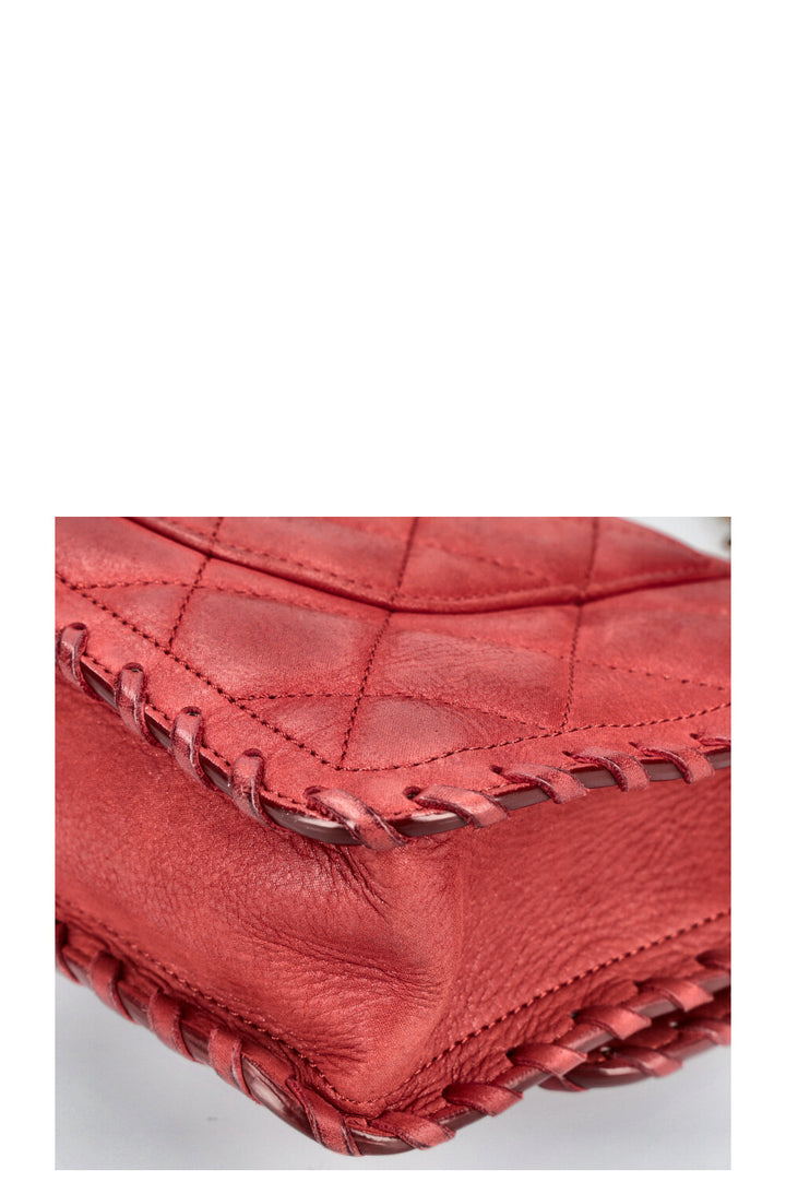 CHANEL Happy Stitch Single Flap Red