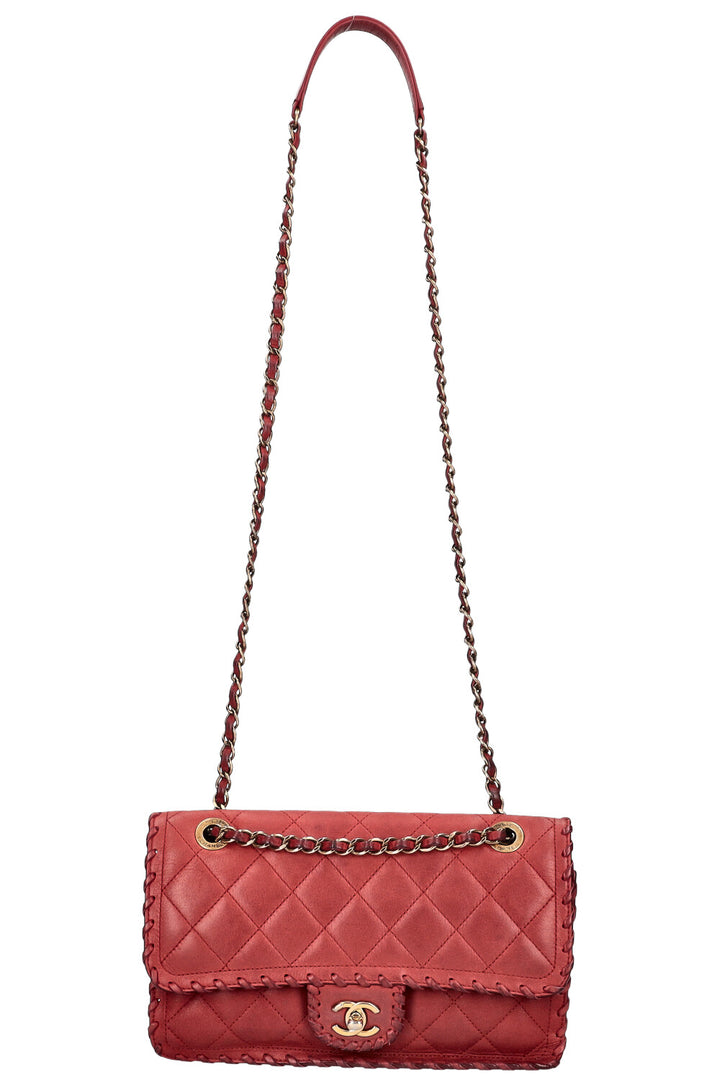 CHANEL Happy Stitch Single Flap Red