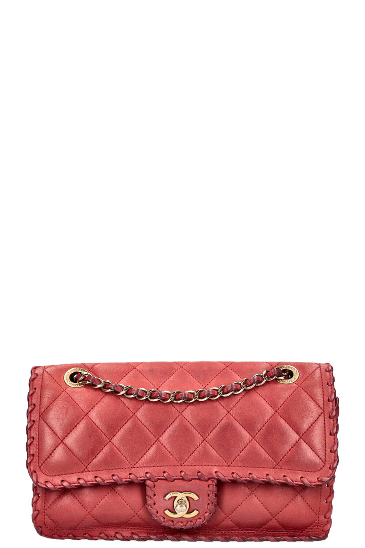 CHANEL Happy Stitch Single Flap Red