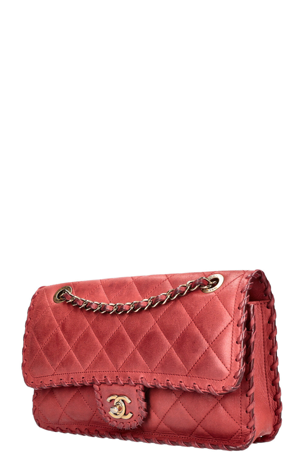 CHANEL Happy Stitch Single Flap Red