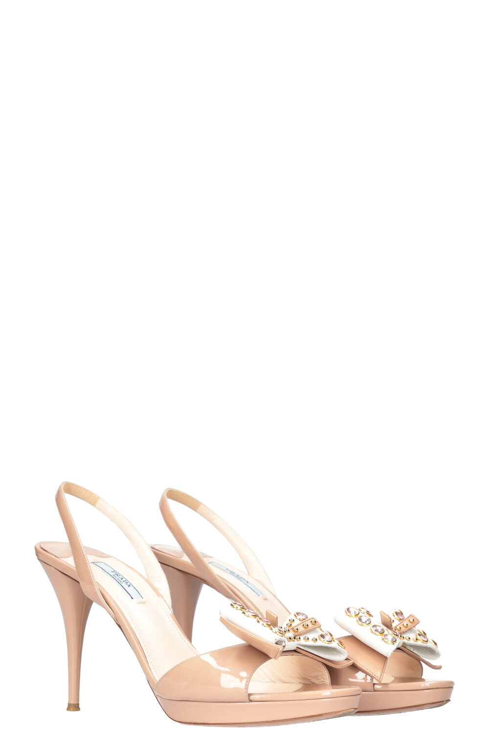 PRADA Bow Heels Patent Nude