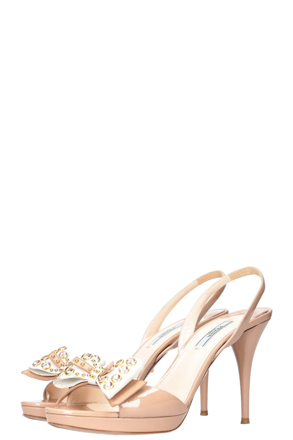 PRADA Bow Heels Patent Nude