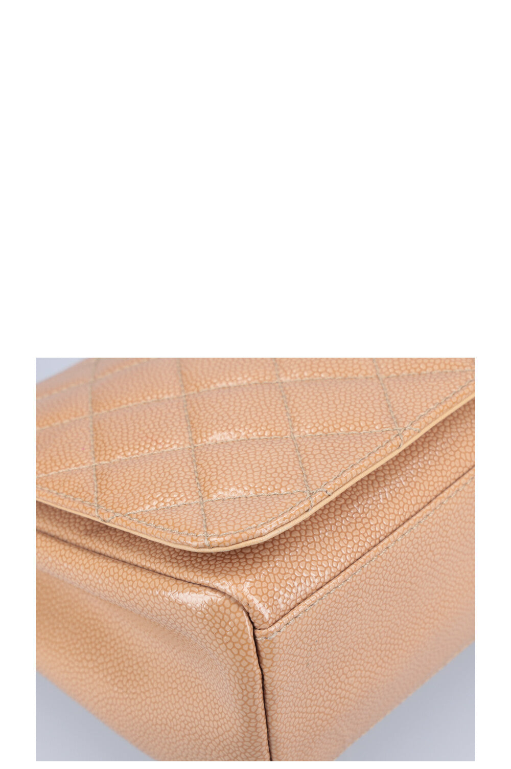 CHANEL 2.55 Single Flap Bag Patent Caviar Beige