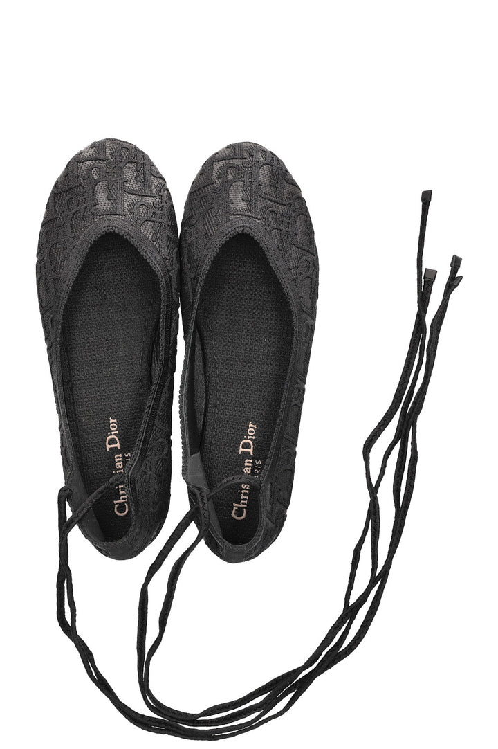 CHRISTIAN DIOR Poeme Oblique Jacquard Flats Black