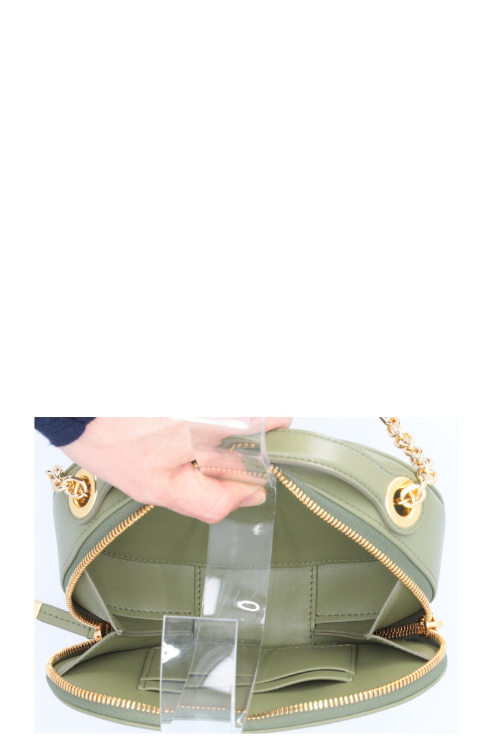 CHRISTIAN DIOR CD Signature Oval Camera Bag Leather Olive