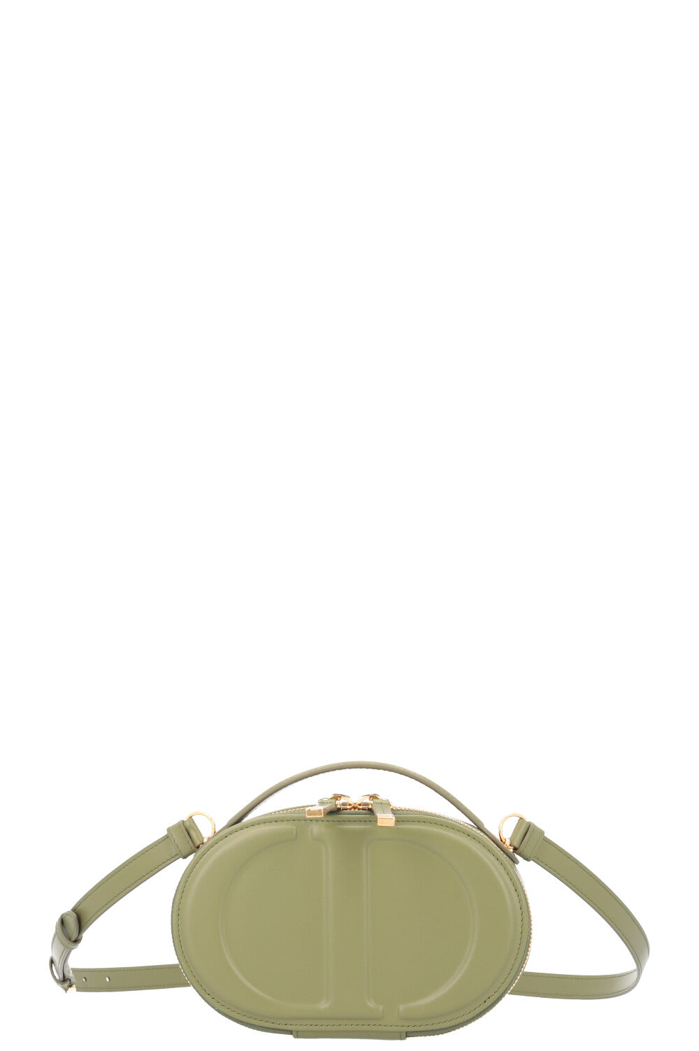 CHRISTIAN DIOR CD Signature Sac Appareil Photo Ovale Cuir Olive