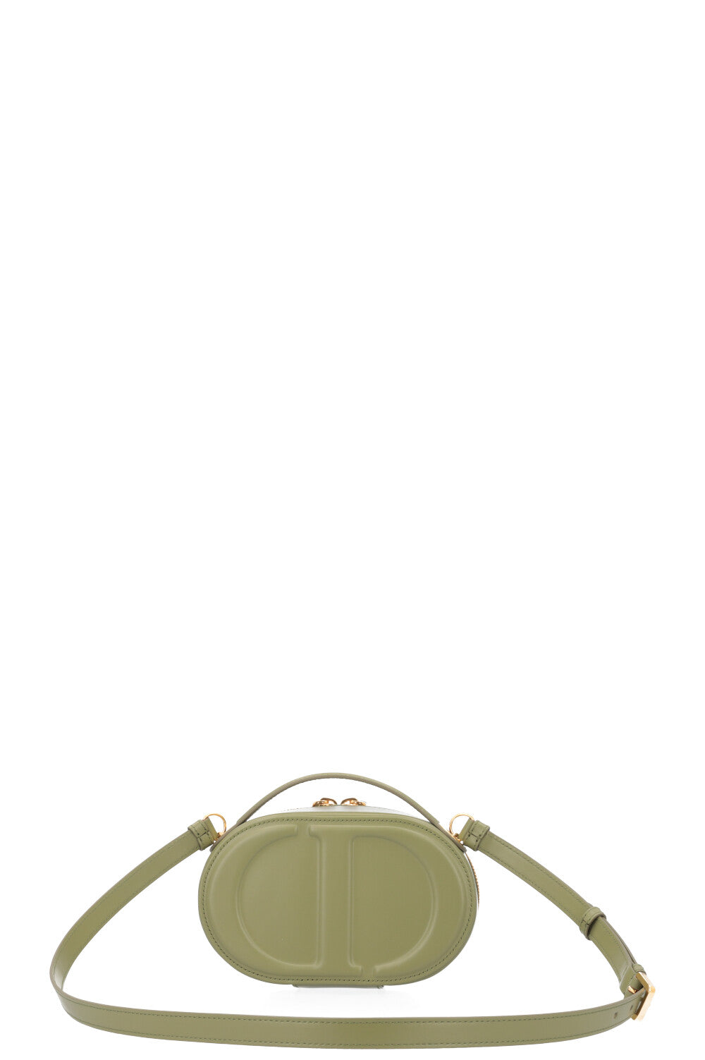 CHRISTIAN DIOR CD Signature Oval Camera Bag Leather Olive