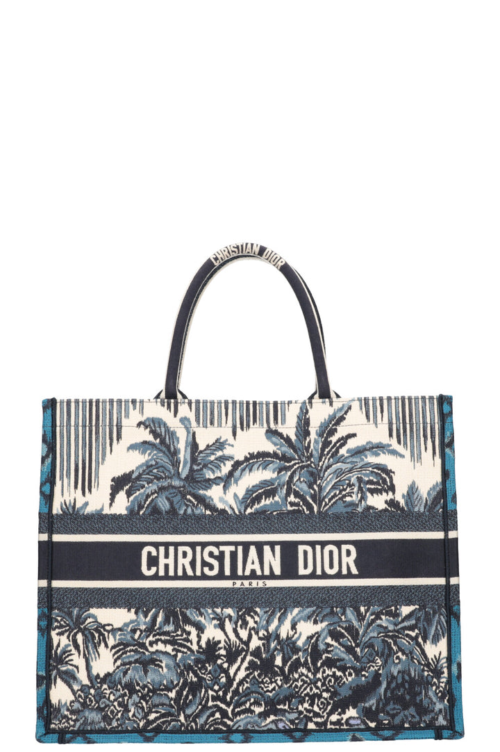 CHRISTIAN DIOR Palm Tree Book Tote Large Blue