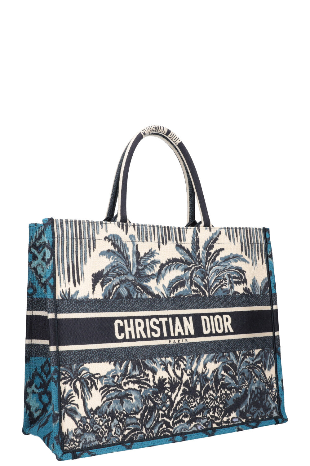 CHRISTIAN DIOR Palm Tree Book Tote Large Blue