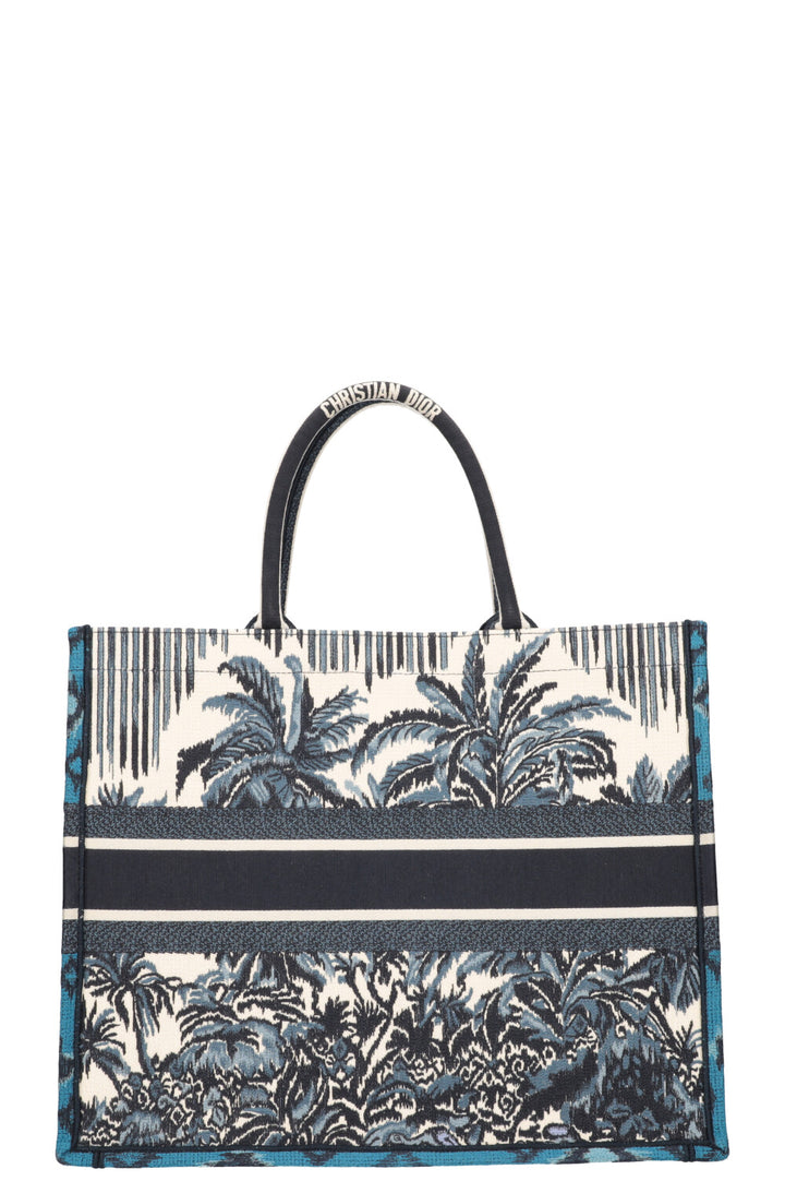 CHRISTIAN DIOR Palm Tree Book Tote Large Blue