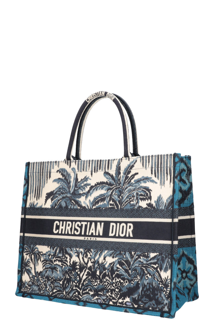 CHRISTIAN DIOR Palm Tree Book Tote Large Blue