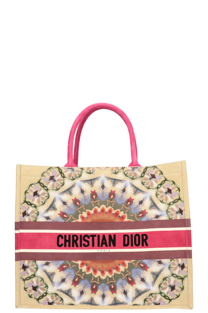 CHRISTIAN DIOR KaleiDiorscopic Book Tote Large Suede Beige