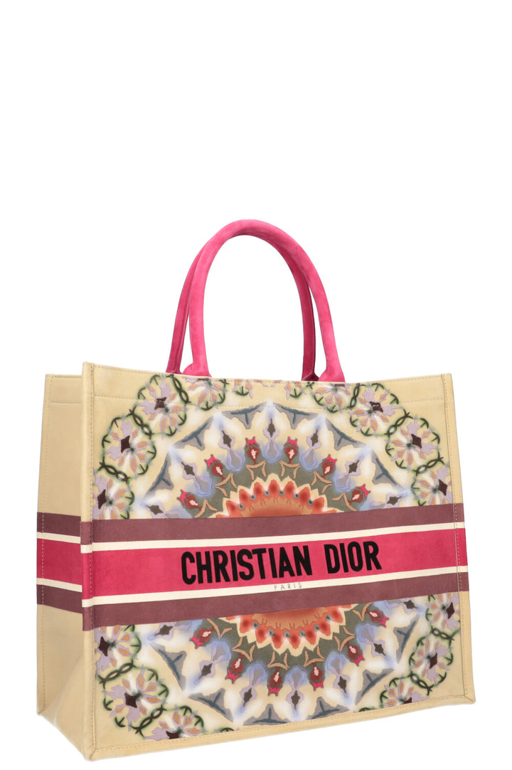 CHRISTIAN DIOR KaleiDiorscopic Book Tote Large Suede Beige