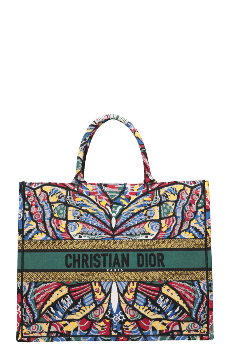 CHRISTIAN DIOR Butterfly Book Tote Large Green Blue