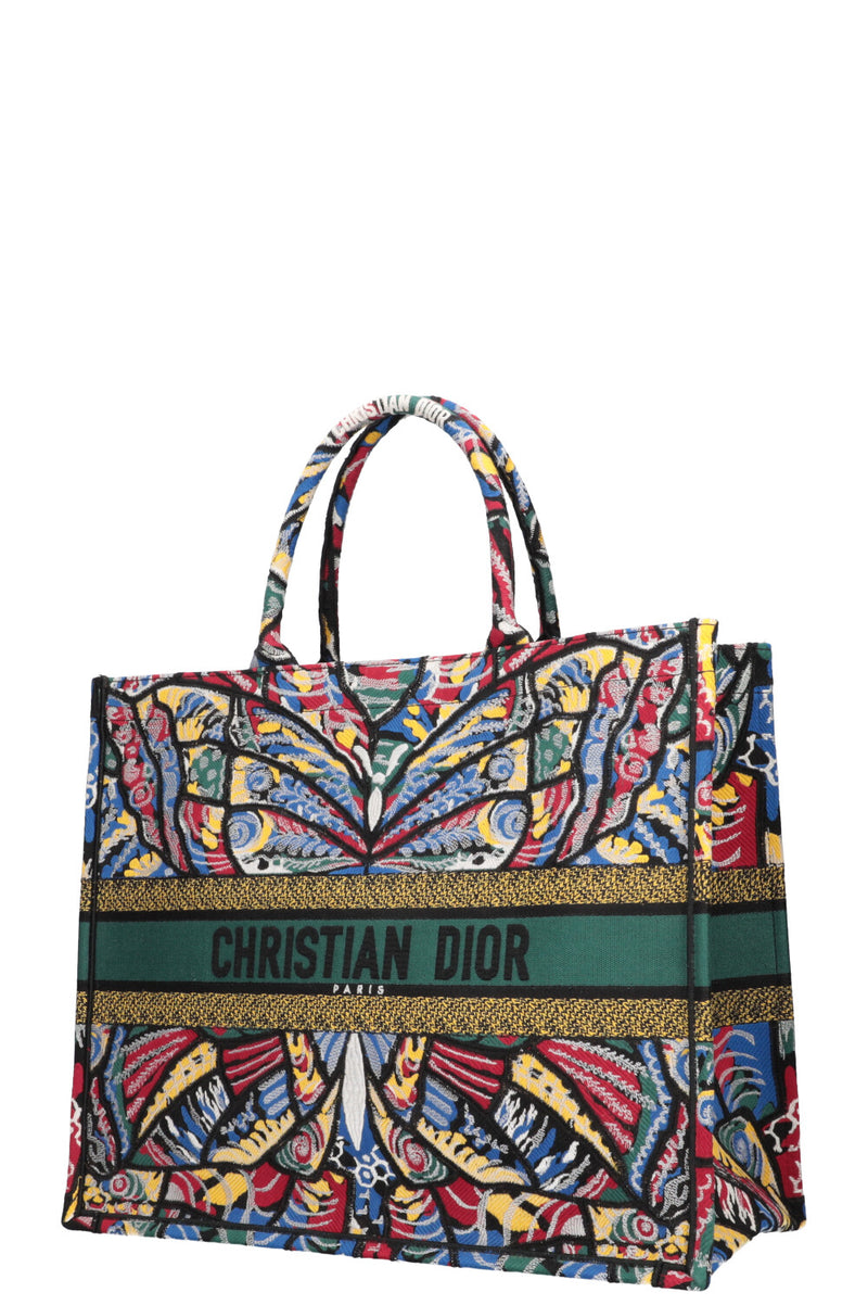 CHRISTIAN DIOR Butterfly Book Tote Large Green Blue