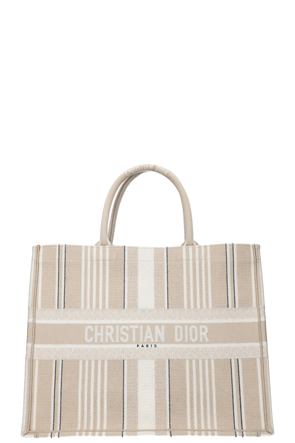 CHRISTIAN DIOR Book Tote Striped Ivory