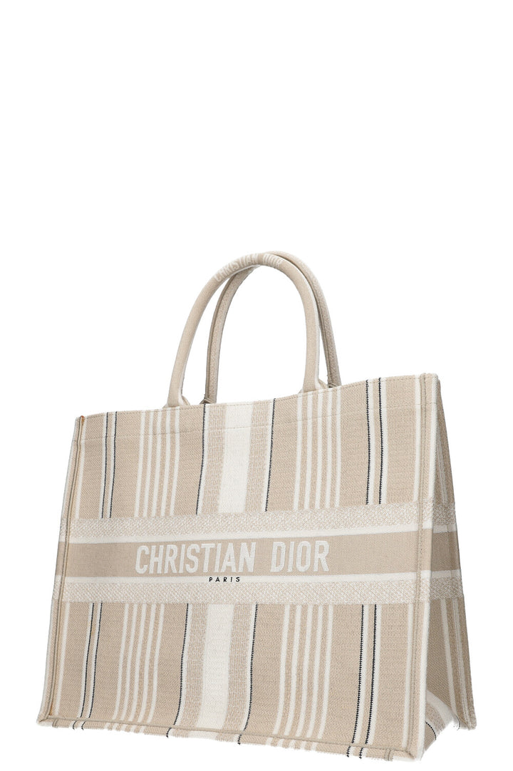 CHRISTIAN DIOR Book Tote Rayé Ivoire