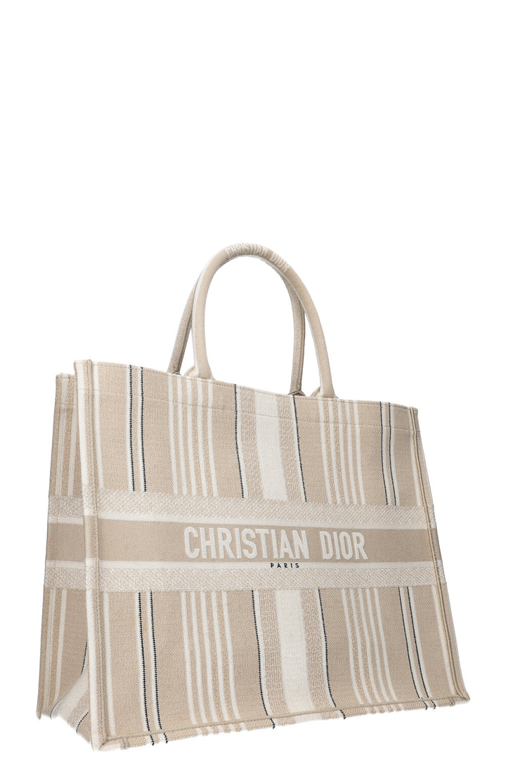 CHRISTIAN DIOR Book Tote Rayé Ivoire