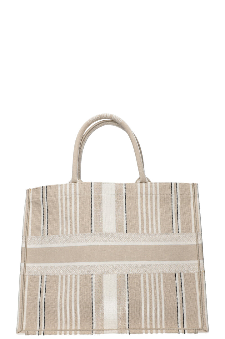 CHRISTIAN DIOR Book Tote Rayé Ivoire