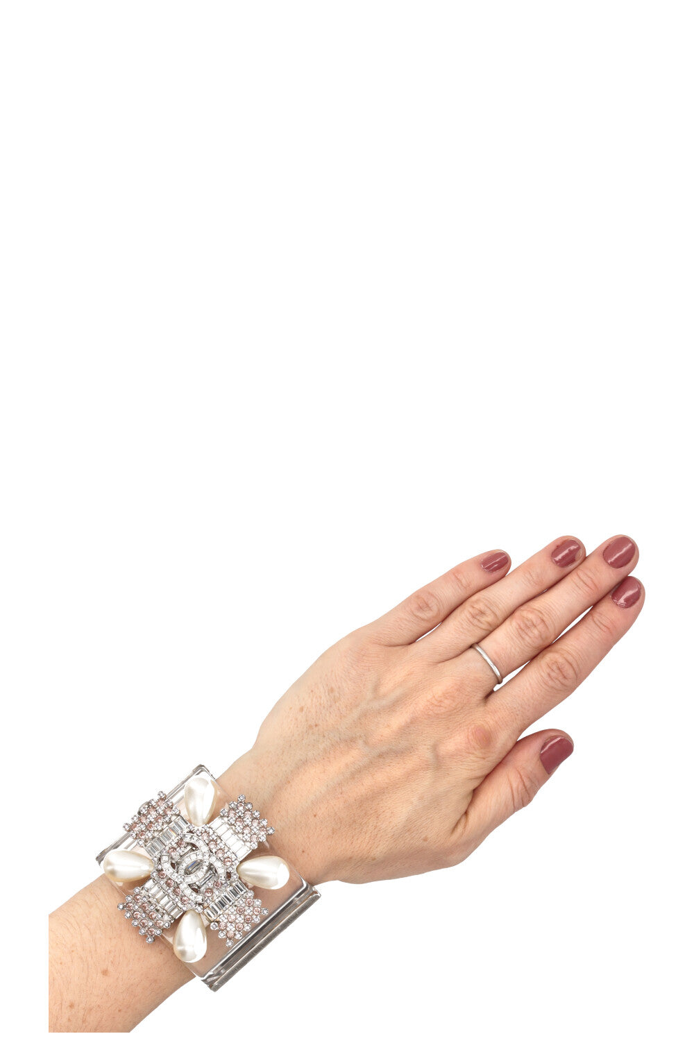 CHANEL CC Cuff Crystal Pearl