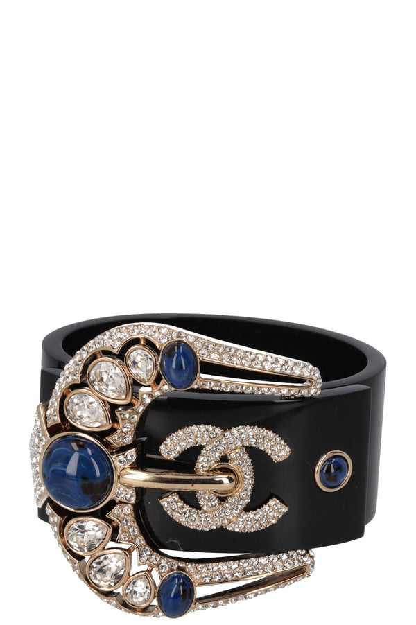 CHANEL CC Buckle Bracelet Crystal Black