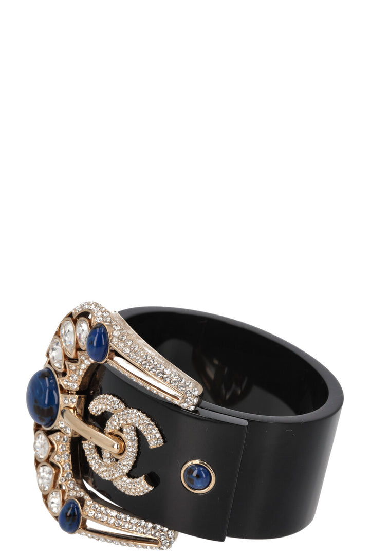 CHANEL CC Buckle Bracelet Crystal Black