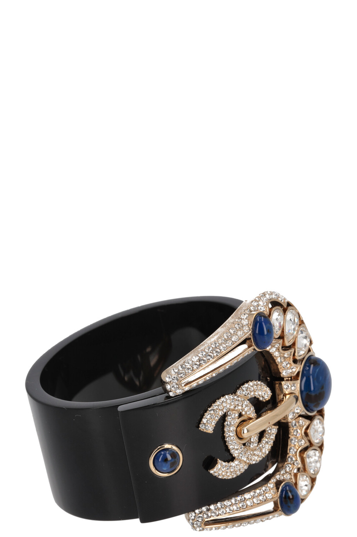 CHANEL CC Buckle Bracelet Crystal Black