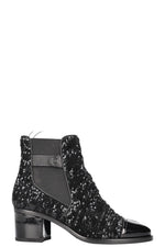 CHANEL 2019 CC Sequin Chelsea Boots Black