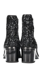 CHANEL 2019 CC Sequin Chelsea Boots Black