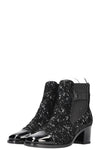 CHANEL 2019 CC Sequin Chelsea Boots Black