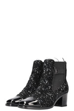CHANEL 2019 CC Sequin Chelsea Boots Black