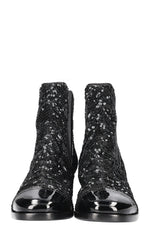 CHANEL 2019 CC Sequin Chelsea Boots Black